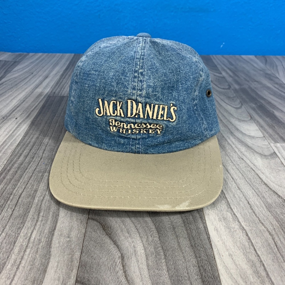 Vintage Jack Daniels Old Tennessee Whisky Denim Blue/ Tan hat/ cap